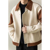 Men's Autumn Spring Loose Casual Patchwork Korea Streetwear Coat Outerwear
