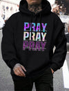 Pray Print Men's Casual Fleece Hoodie