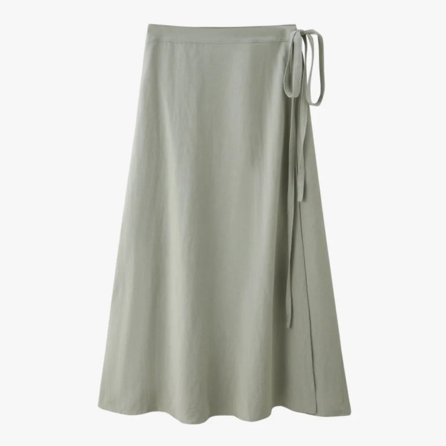 summer woman  linen one pieces  wrap skirts adjustable waist 2cm skirt