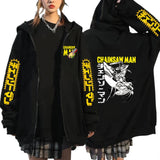 Anime Chainsaw Man Skull Zip Up Hoodies Hip Hop Streetwear Jackets Zip Hoodie Pullovers
