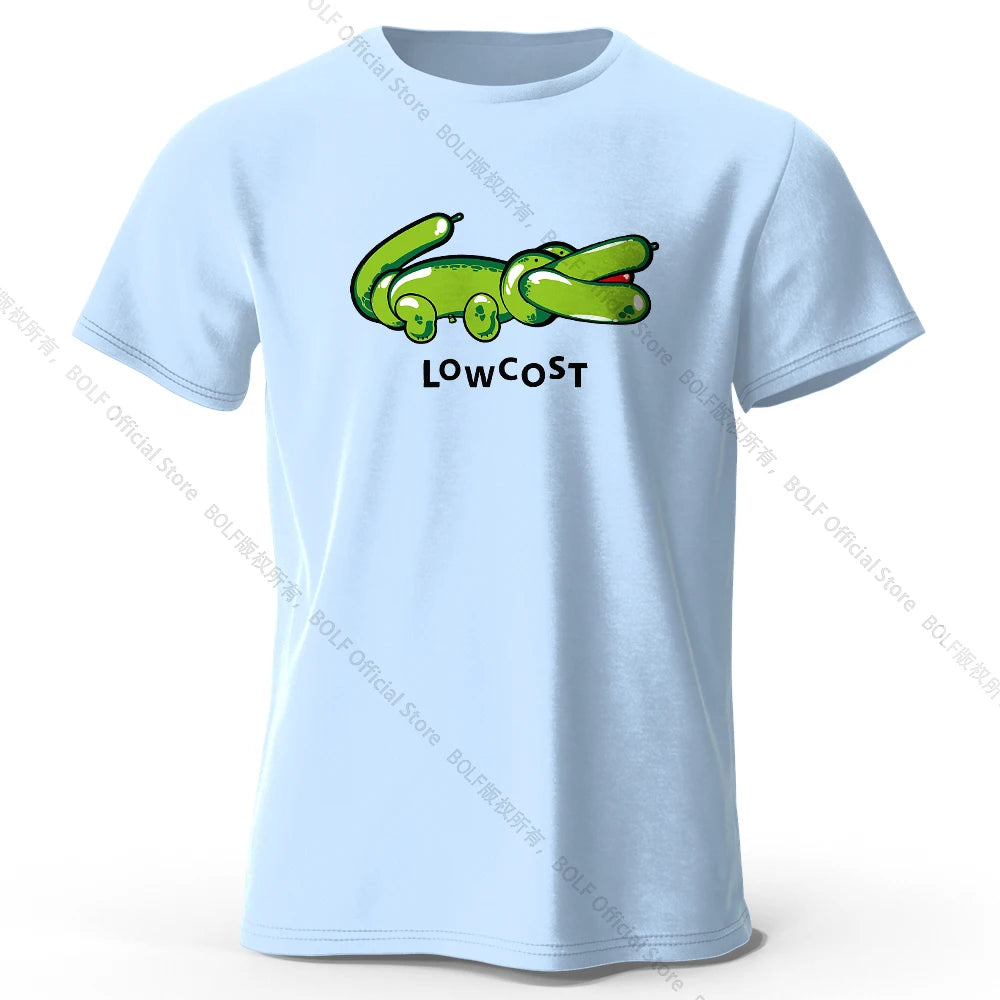 Mens Lowcost Crocodile Joke Tshirt 100 Cotton Oversized Funny Tee