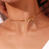 Waterproof Popular Snake Chain Trendy Bowknot Bow Chic Necklace  Stainless Steel Jewelry Bijoux 2024