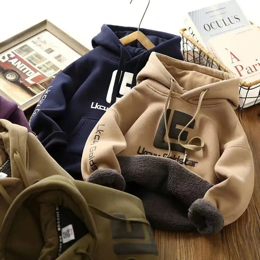 Cozy Winter Wear Boys' Hoodies with Plush Lining