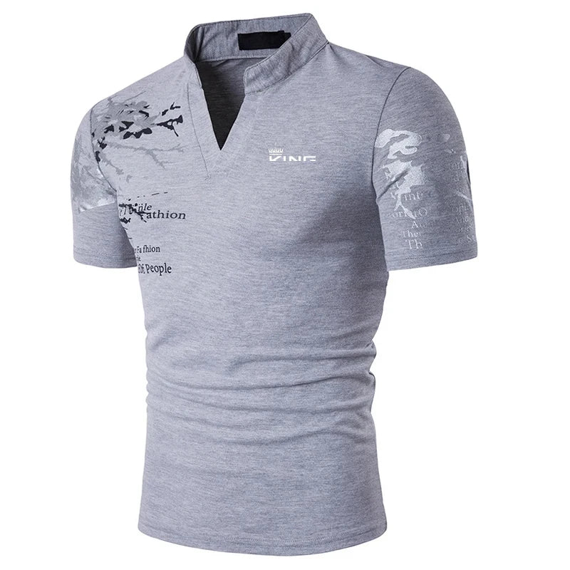 Mens Graphic Print Polo Shirt Golf Streetwear Fashion Top