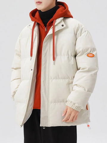 2023 New Men's Winter Jacket: Thicken Cotton Padding Parkas Korean Fashion Hooded Windbreaker