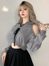 Cropped Streetwear Off Shoulder Gothic Sweatshirt