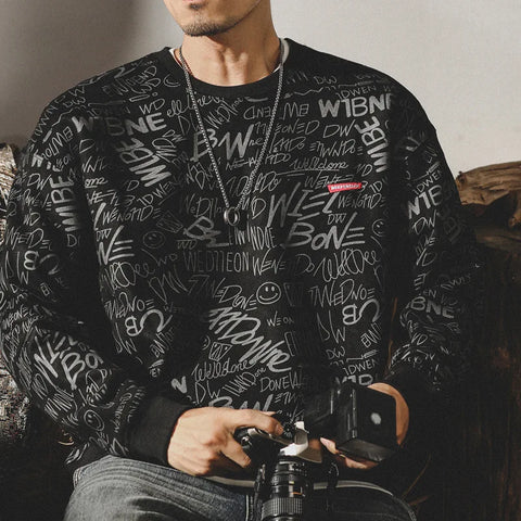 Korean Streetwear Vibes: Autumn Men's Suede Crewneck Sweatshirt