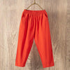 Women Casual Loose Harem Elastic Waist Cotton Linen Pants Ninth Trousers