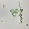 Handmade four leaf clover beaded phone charm y2k cute cat keychain
