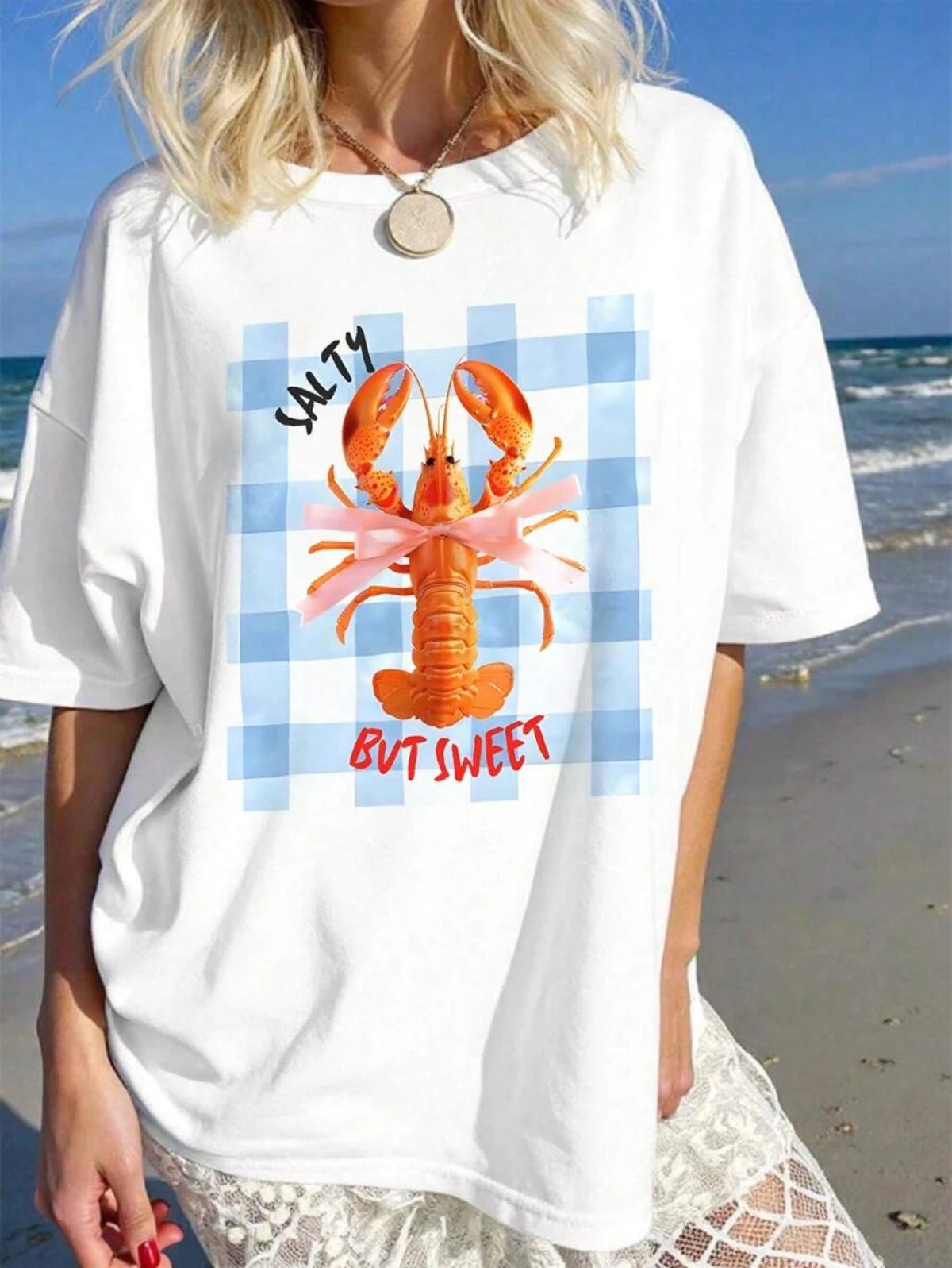 Lobster Bow Tie Tshirt Women Unisex Vintage Fun Graphic