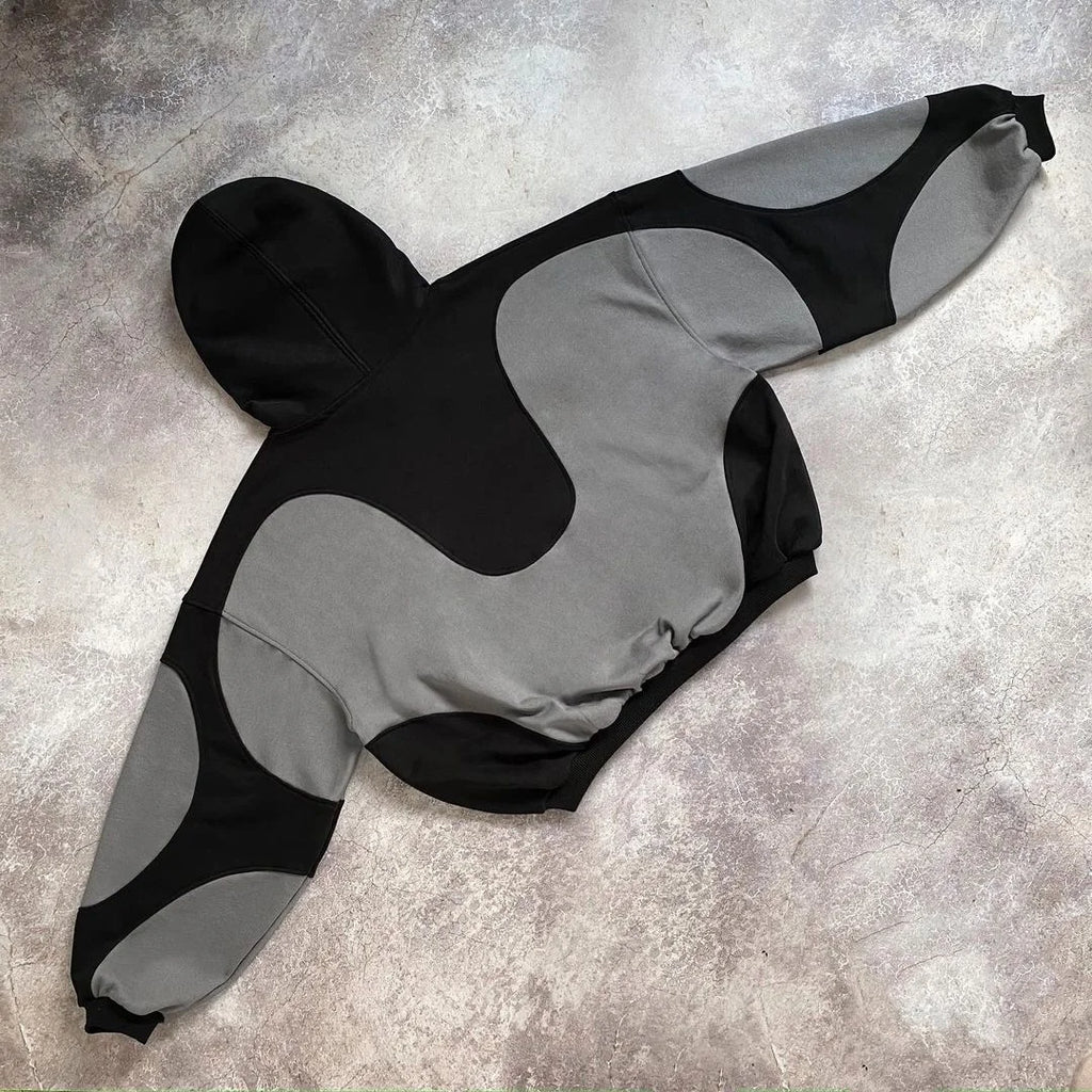 Y2K Retro Zipper Hoodie Patchwork Gothic Street Hip Hop