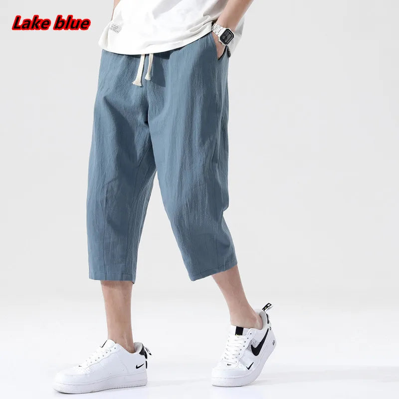 Summer Casual Short Pants Mens Cotton and Linen