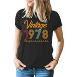 Vintage 1978 Letter Print Loose Round Neck Women Short-sleeved T-shirt High Street
