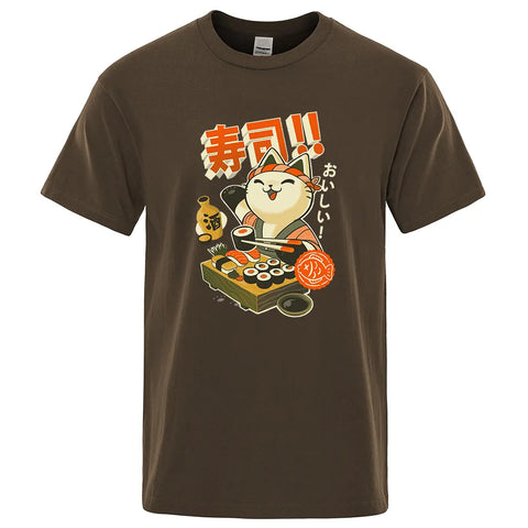Japan Sushi Chef Cat Cartoons Oversized Loose Clothes Street