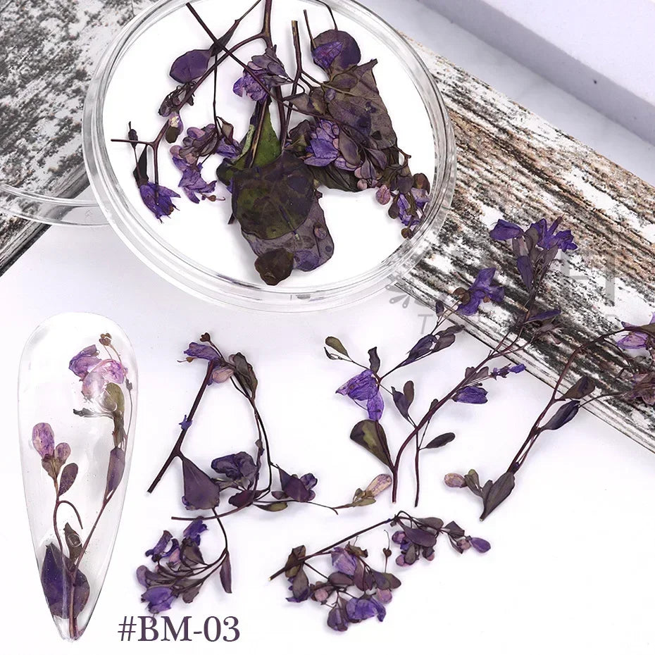 Delicate 3D Dried Flower Nail Art Exquisite Beauty Charms