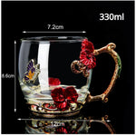 Tea Cup Heat Resistant Coffee Mug Butterfly Flower Water Cups Clear Glass