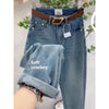 Thin High Waist Straight Leg Denim Jeans Spring Autumn