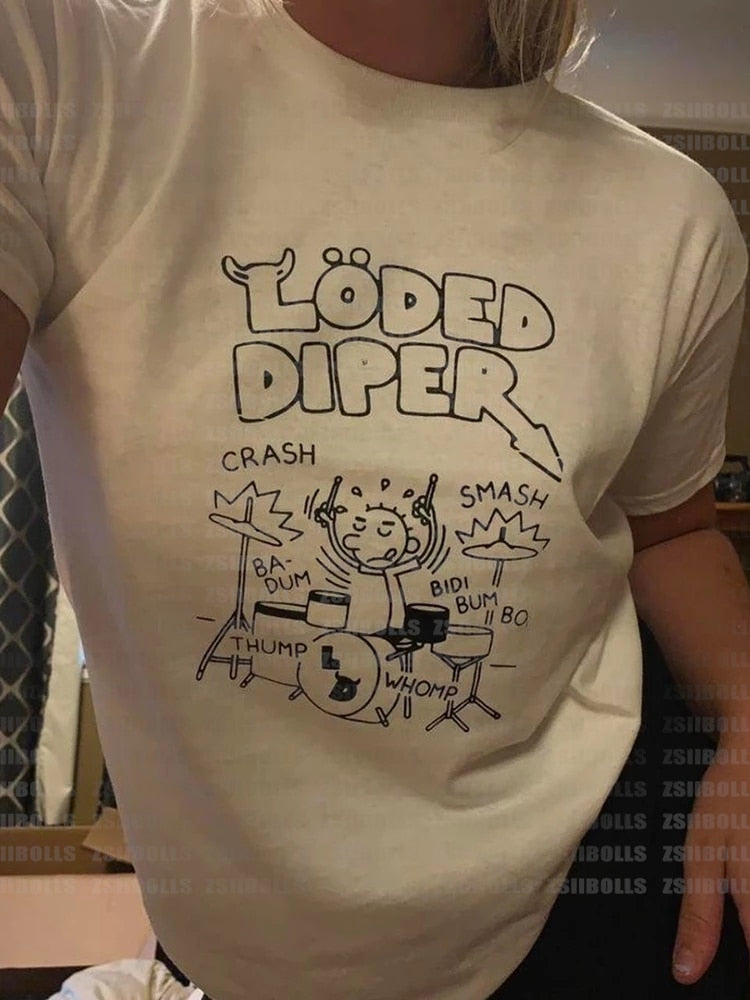 Loded Diper Gothic Harajuku Graphic emo T-shirt y2k