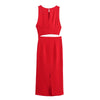 2024 Women's Fashion Round Neck Loop Buckle Sexy Off waist Midi Sleeveless