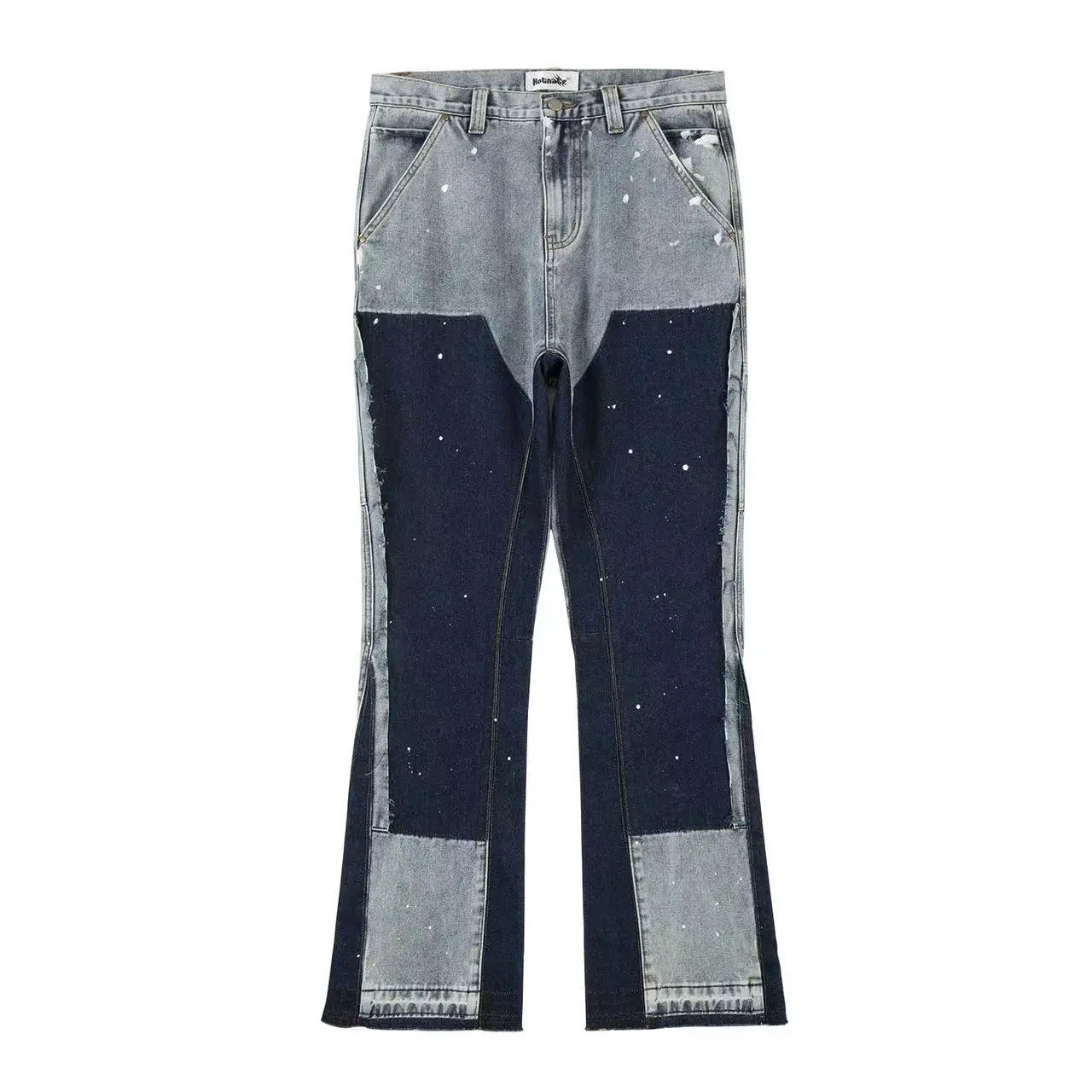 Urban Style: 2023 Graffiti Black Flared Denim Pants - Vintage Hip Hop Vibes with Patches and Splashed Ink