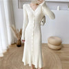 Korean Chic Elegant Knitted Midi Dress for Women