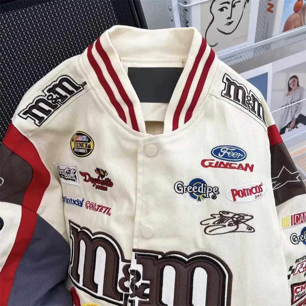 Women's Baseball Jacket Loose Hip Hop Casual Embroidered