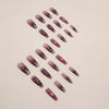 Womens Pink Glitter Sequin Artificial Fall Nails With Scary Skull Love
