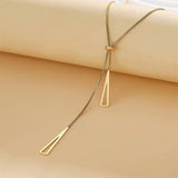 Fashion Gold Color Triangle Pendant Necklace Stainless Steel Simple Charm Y Lariat Necklaces
