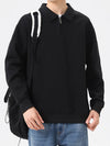 2024 Half-Zip Sweatshirts Men Korean Fashion Shirts Collar Long Sleeve Cotton