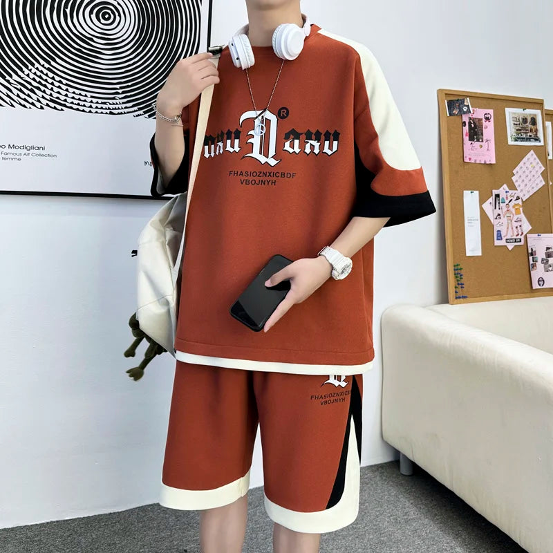 The brand's minette men's t-shirt summer fashion short sleeved shorts