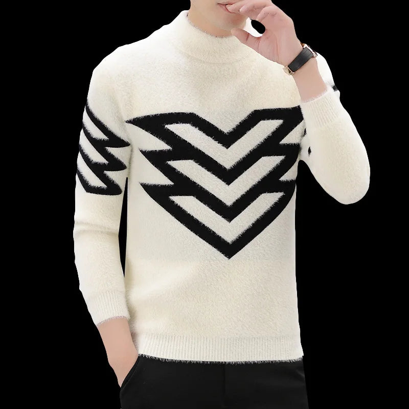 Style Up Uppolo/Rollkragenpullover Lockere Passform Vielseitiger Winter Stretch Strick 
