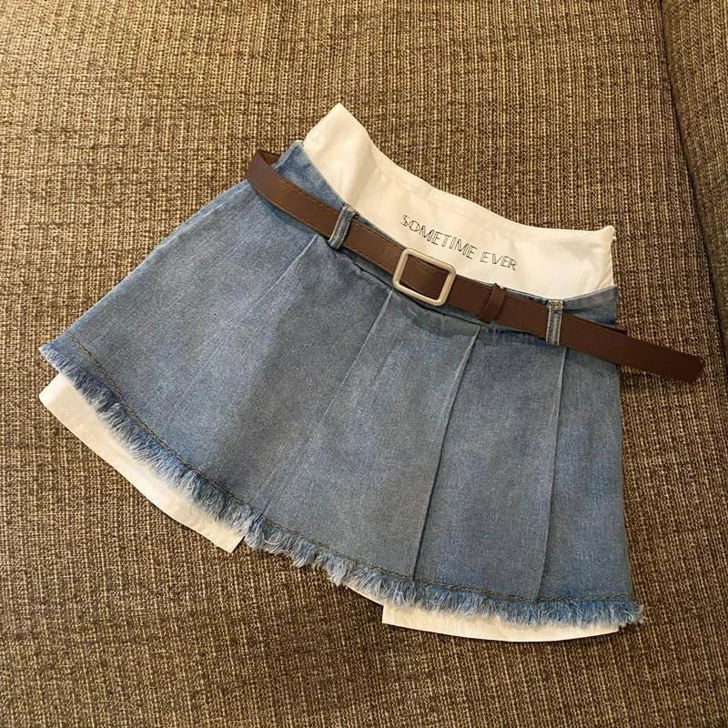 Y2K Patchwork Denim Mini Skirt