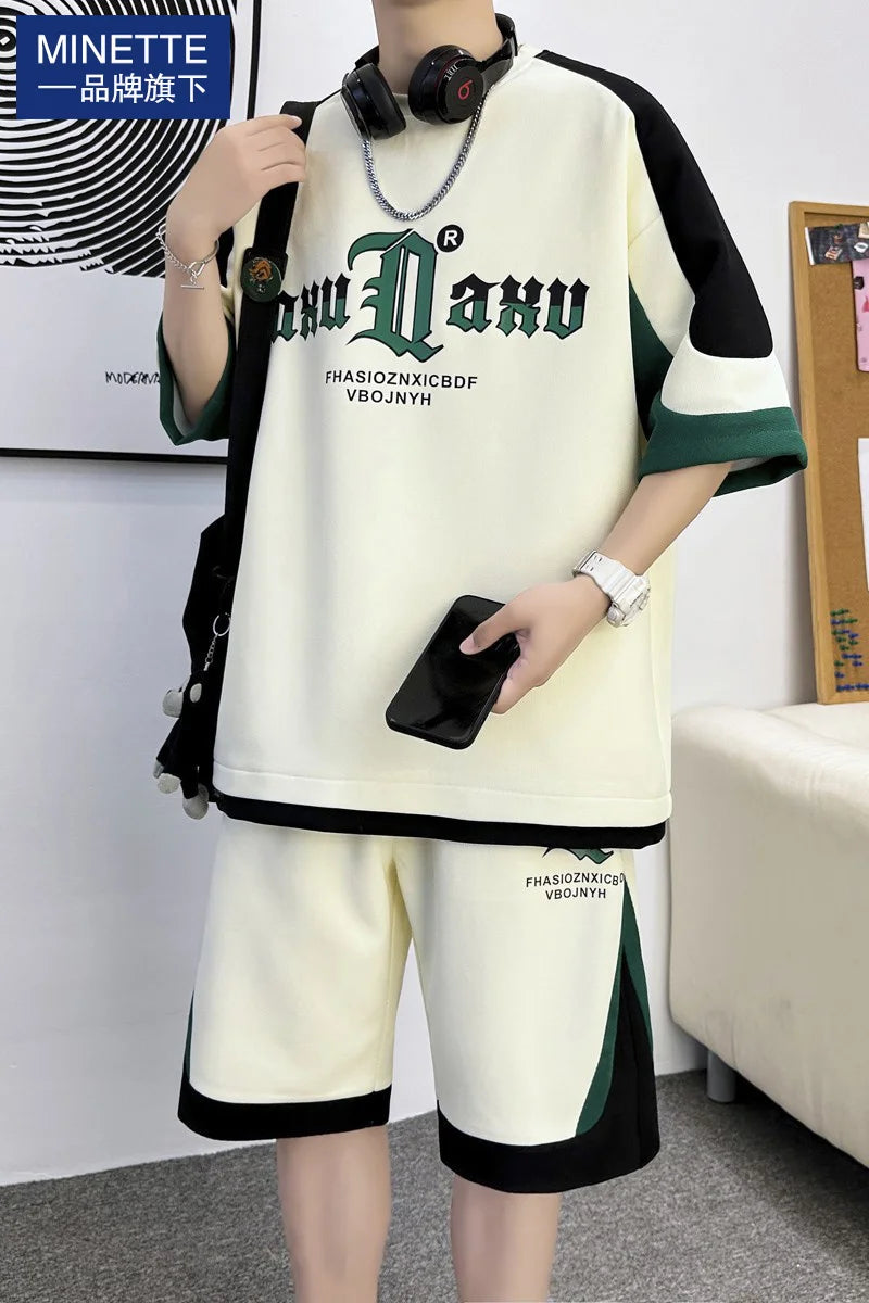 The brand's minette men's t-shirt summer fashion short sleeved shorts