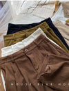 High Waist Women Retro Corduroy Pants Fall Straight Causal Full Length Trousers