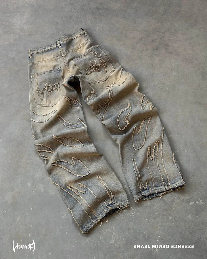 Streetwear Jeans Y2K Pants Punk Rock Hip Hop Retro Baggy High Waisted Wide