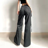 Y2K Black Cargo Pants –Mid-Waist Loose Fit with Drawstring