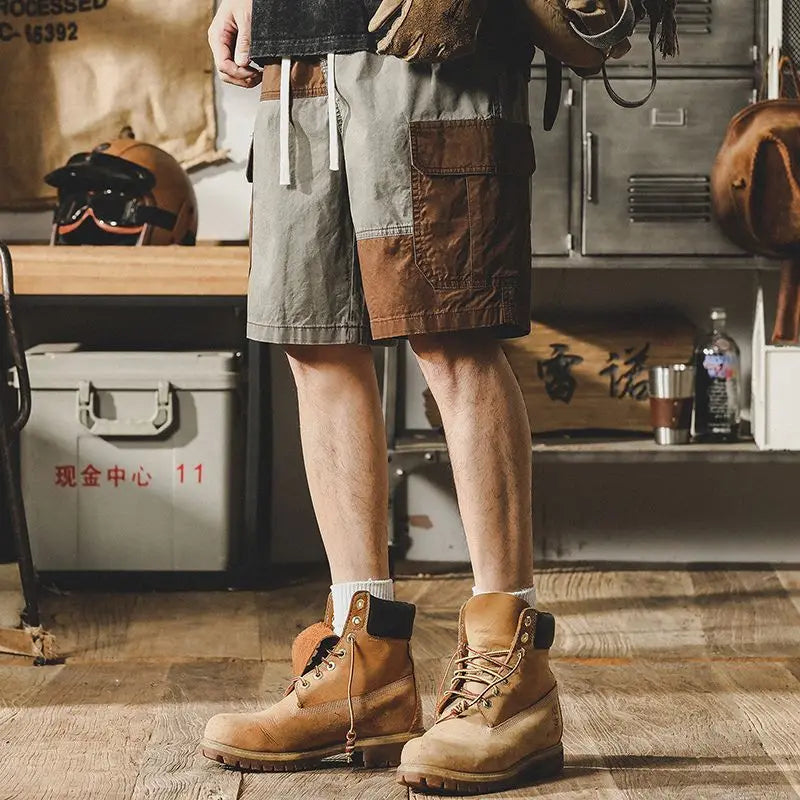 Vintage Summer Casual Shorts Men's Elastic Waist Drawstring