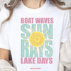 Boat Waves Sun Rays Retro Summer Tee