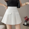 Women's White Pleated Mini Skirt High Waist A-Line