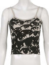 Gothic Portrait Print T-shirt Aesthetic Y2K Crop Tops Short Sleevle Vest