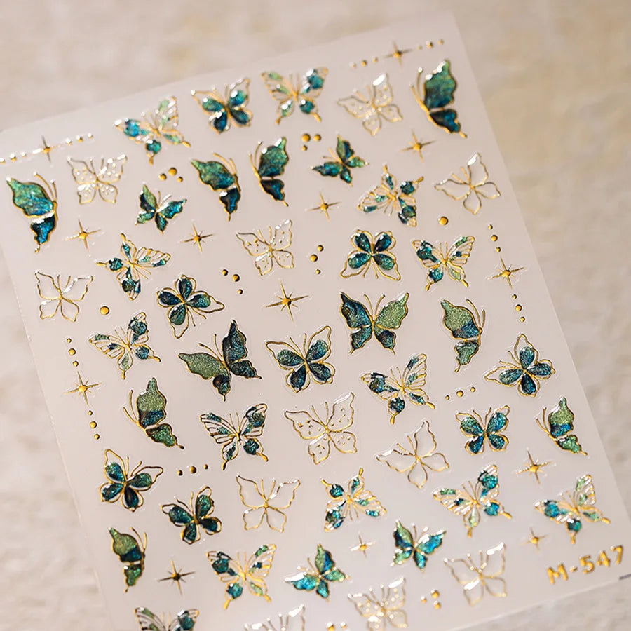 Metallic Bronzing Butterfly Nail Art Decals For Diy Manicures