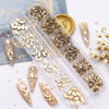 Gold Nail Rhinestone 12 Grids Multi-Shaped Flat Back Gemstones 3D