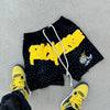Letter Print Mens Shorts Street Fashion Rhinestone Basketball