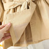 Classic England Style Windbreaker Jacket With Adjustable Waist For