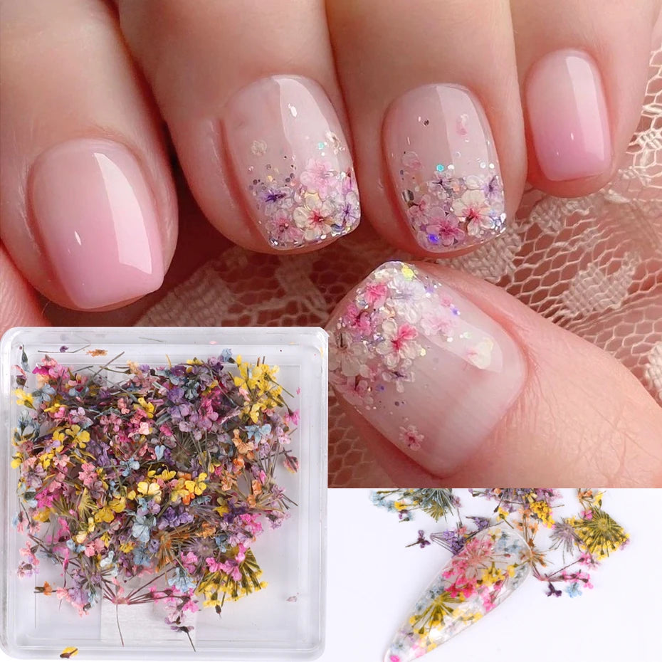 Delicate 3D Dried Flower Nail Art Exquisite Beauty Charms