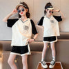 Stylish Summer Set for Girls V-Neck T-shirts and Shorts