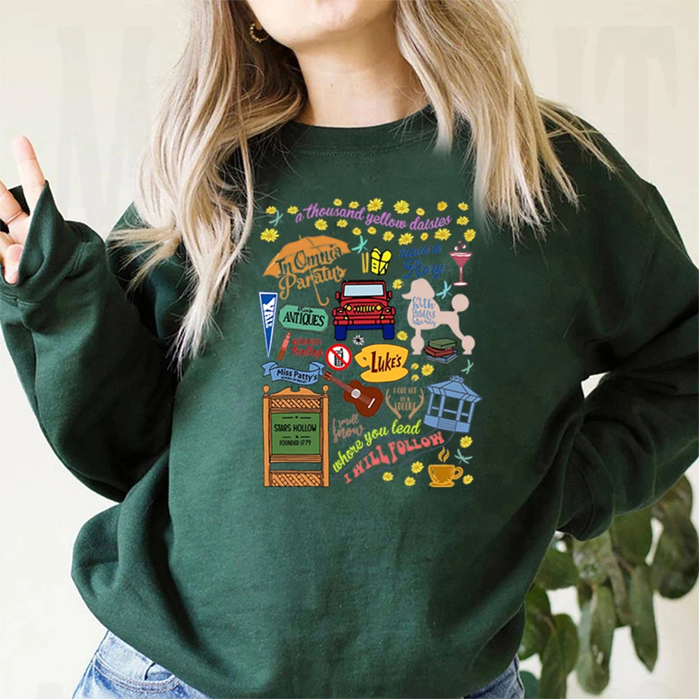 Vintage Gilmore Girls Stars Hollow Dragonfly Luke's Diner Sweater
