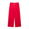 Solid Lace Up Side Zipper Straight Pants