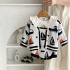 2024 Autumn Baby Clothes 0-3Y Girls Sailing Jacquard Knitted Bodysuit Infant Boys