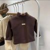 Autumn Winter Half High Neck Pullover Long Sleeve Shirt Kids